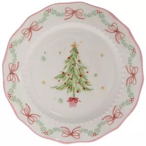 (3) Christmas Tree & Bows Scalloped Plate